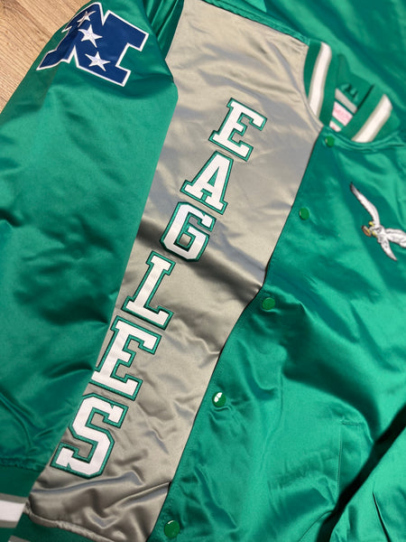 Eagles Green Satin Jacket  Eagles Mitchell & Ness Kelly Jacket