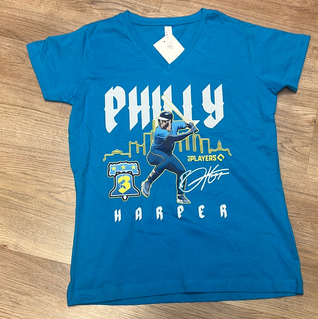 Phillies Harper LADIES VNECK City Connect tee