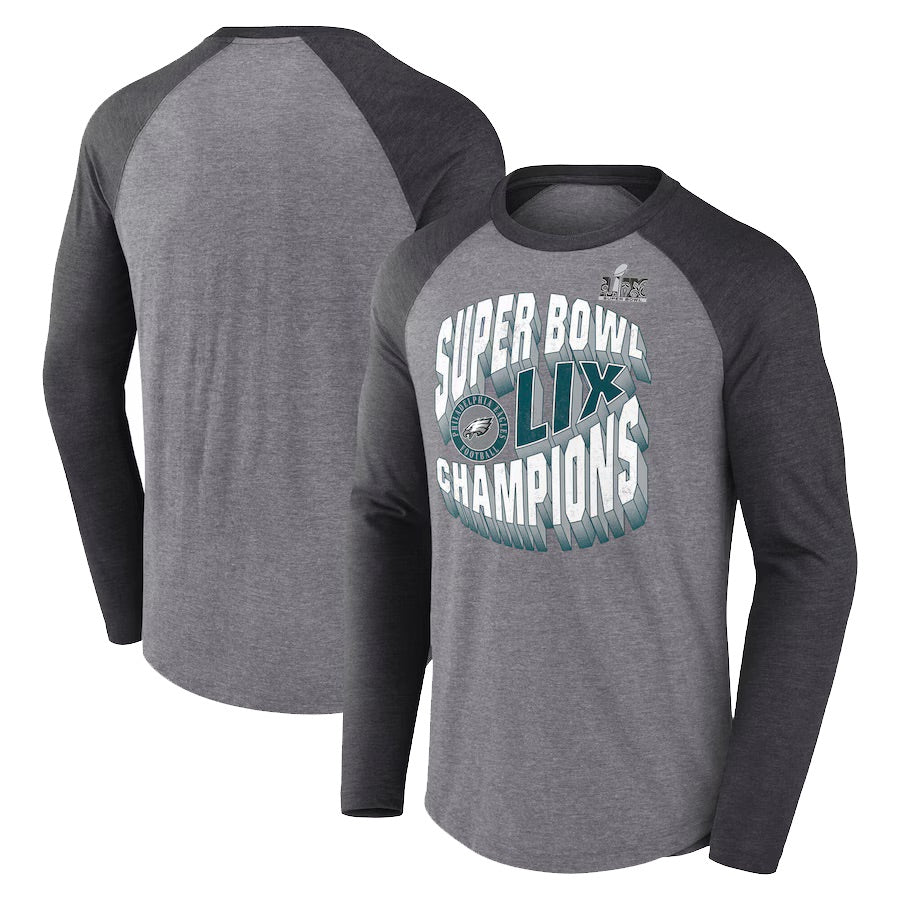 Philadelphia Eagles Super Bowl Champs Historic Win Triblend Long Sleeve Tee