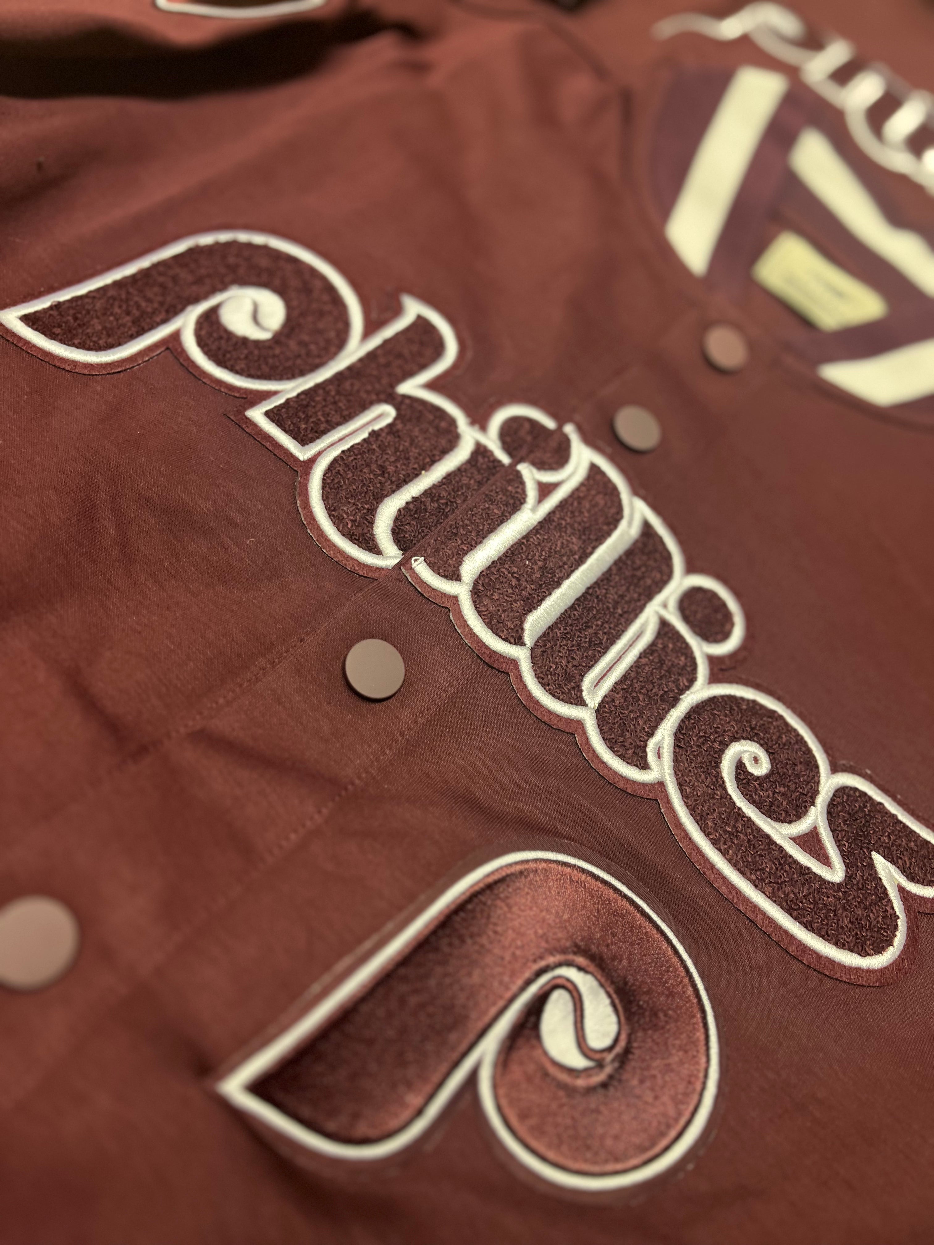 Phillies Throwback Classic Maroon Button Down Warmup Jacket