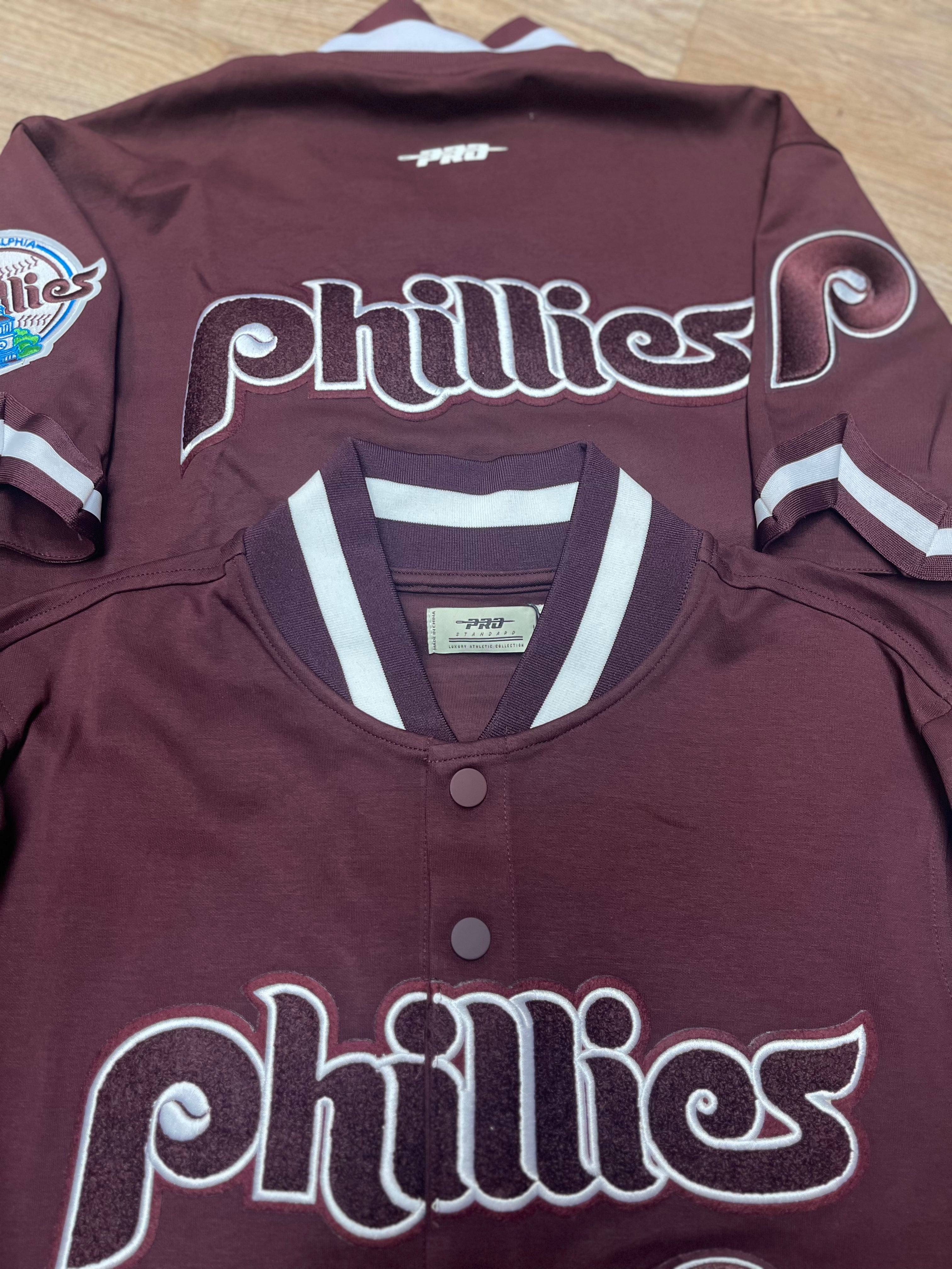 Phillies Throwback Classic Maroon Button Down Warmup Jacket