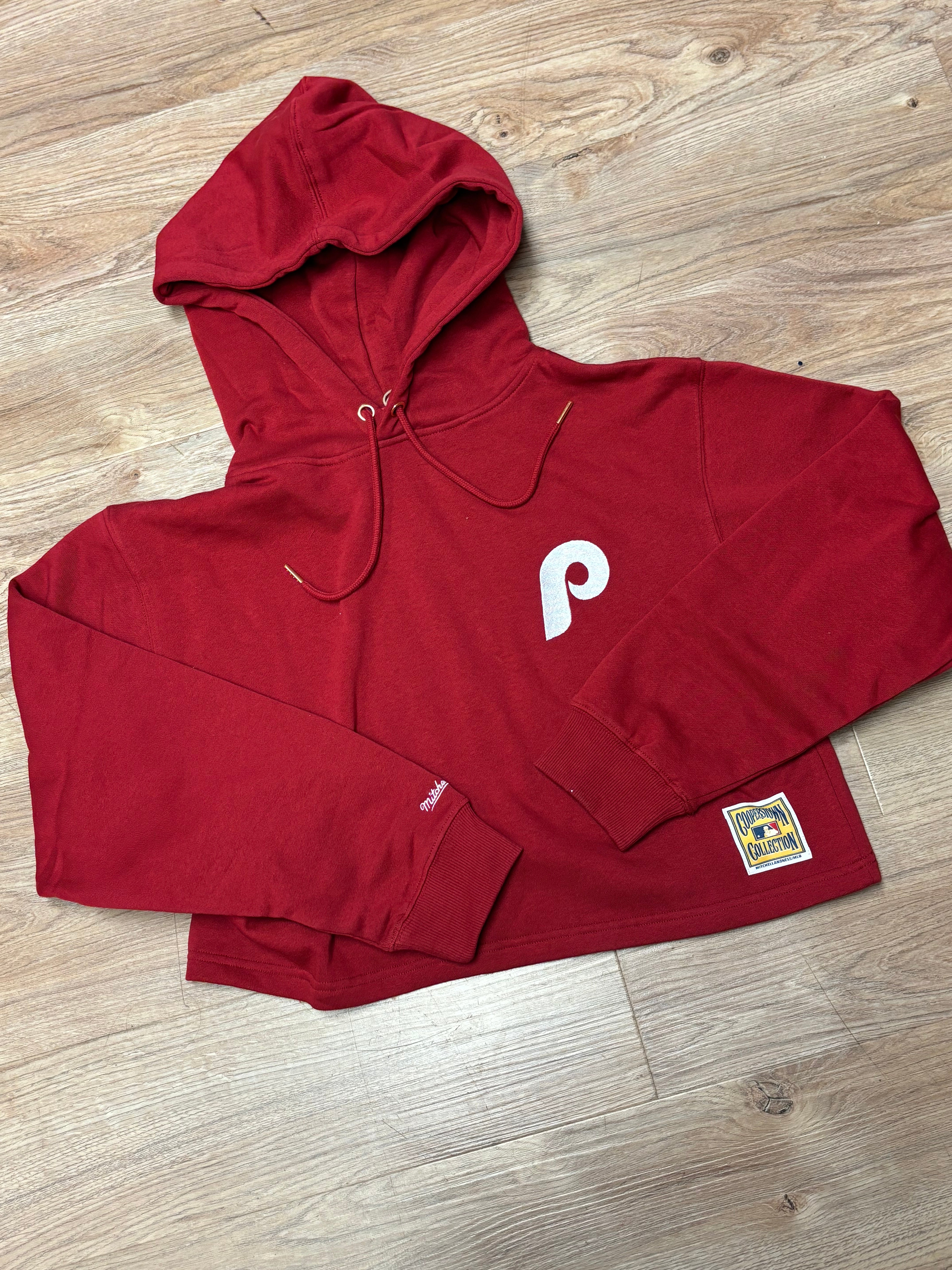 Phillies throwback crop womens hoodie