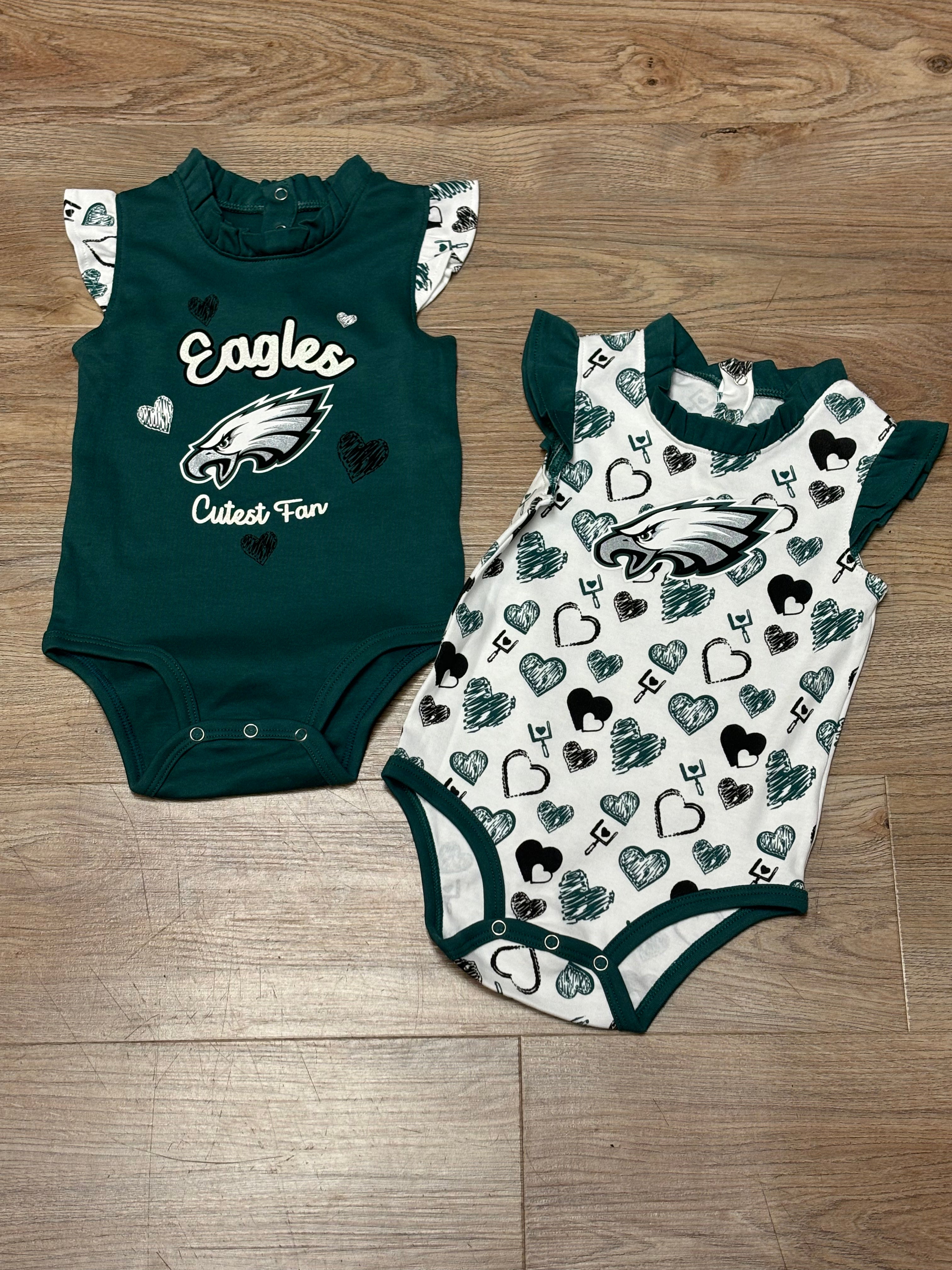 Eagles Baby Girl 2 Piece Heart Onesie