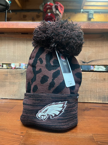 Ladies Philadelphia Eagles Leopard Cuff Knit Pom