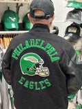 Eagles Blackout Varsity Vintage Leather Sleeve Jacket