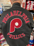 Phillies Blackout Varsity Vintage Leather Jacket