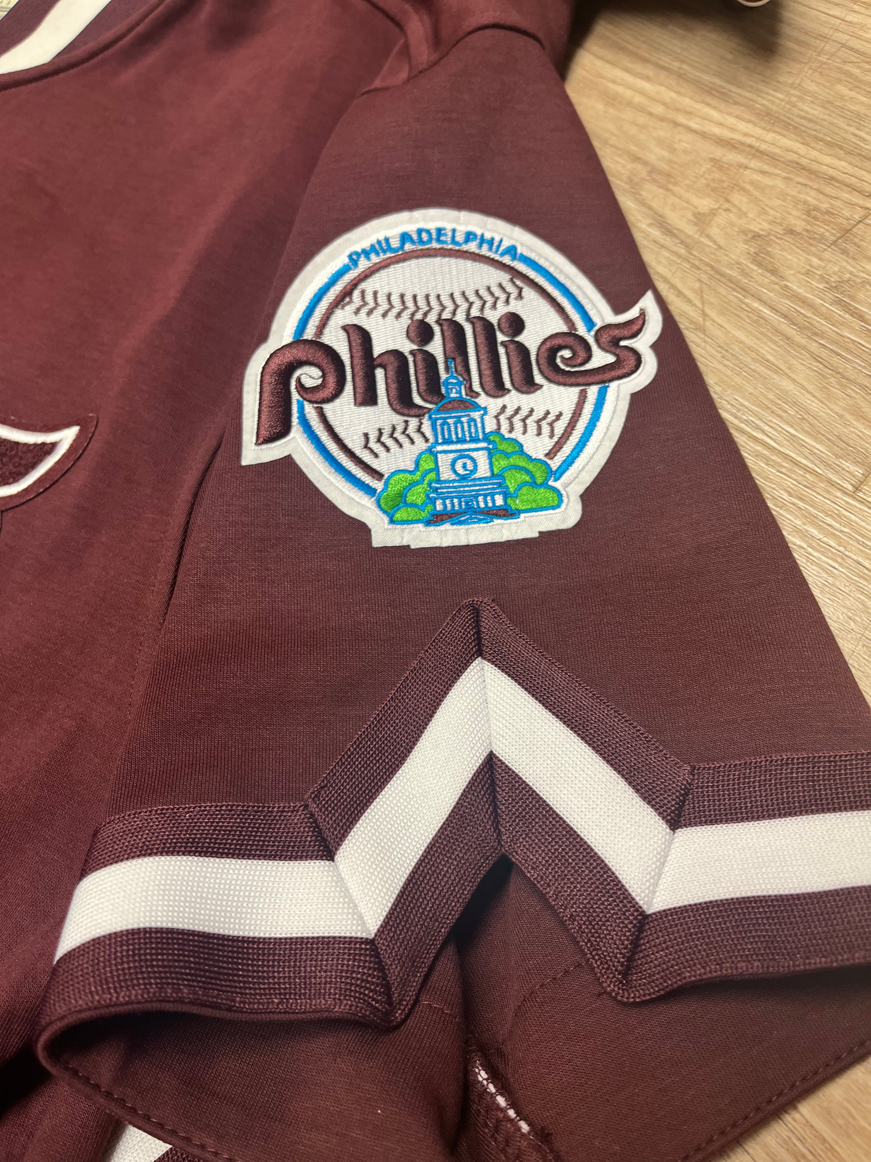 Phillies Throwback Classic Maroon Button Down Warmup Jacket