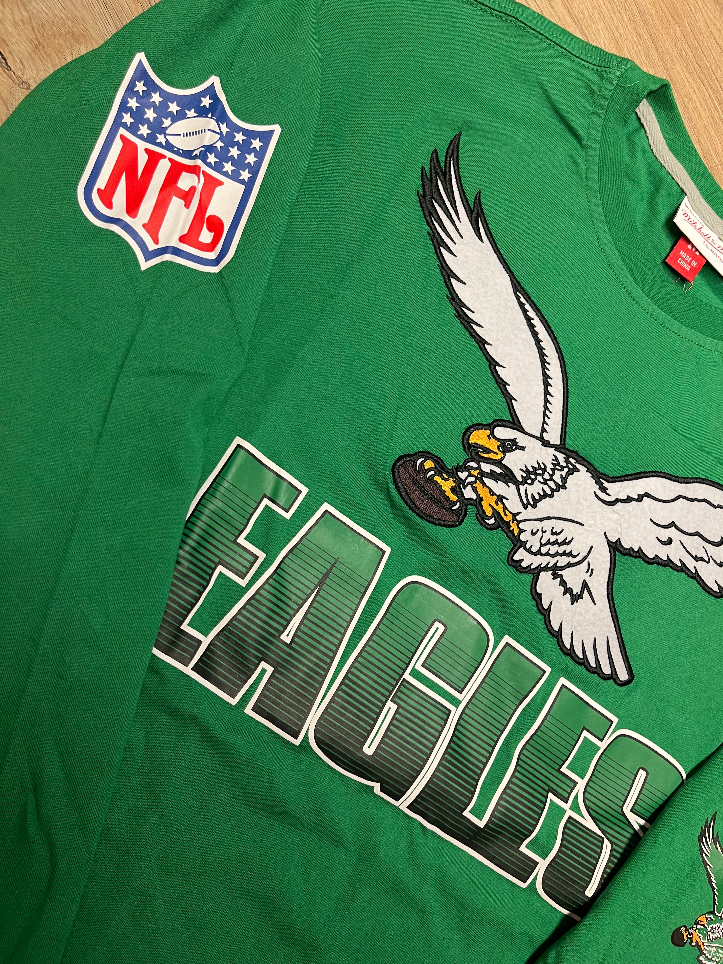 Eagles Throwback All Over Long Sleeve Kelly Green Tee