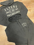 Philadelphia Flyers Dusted Jet Black Overhand Rivr Lightweight Hoodie