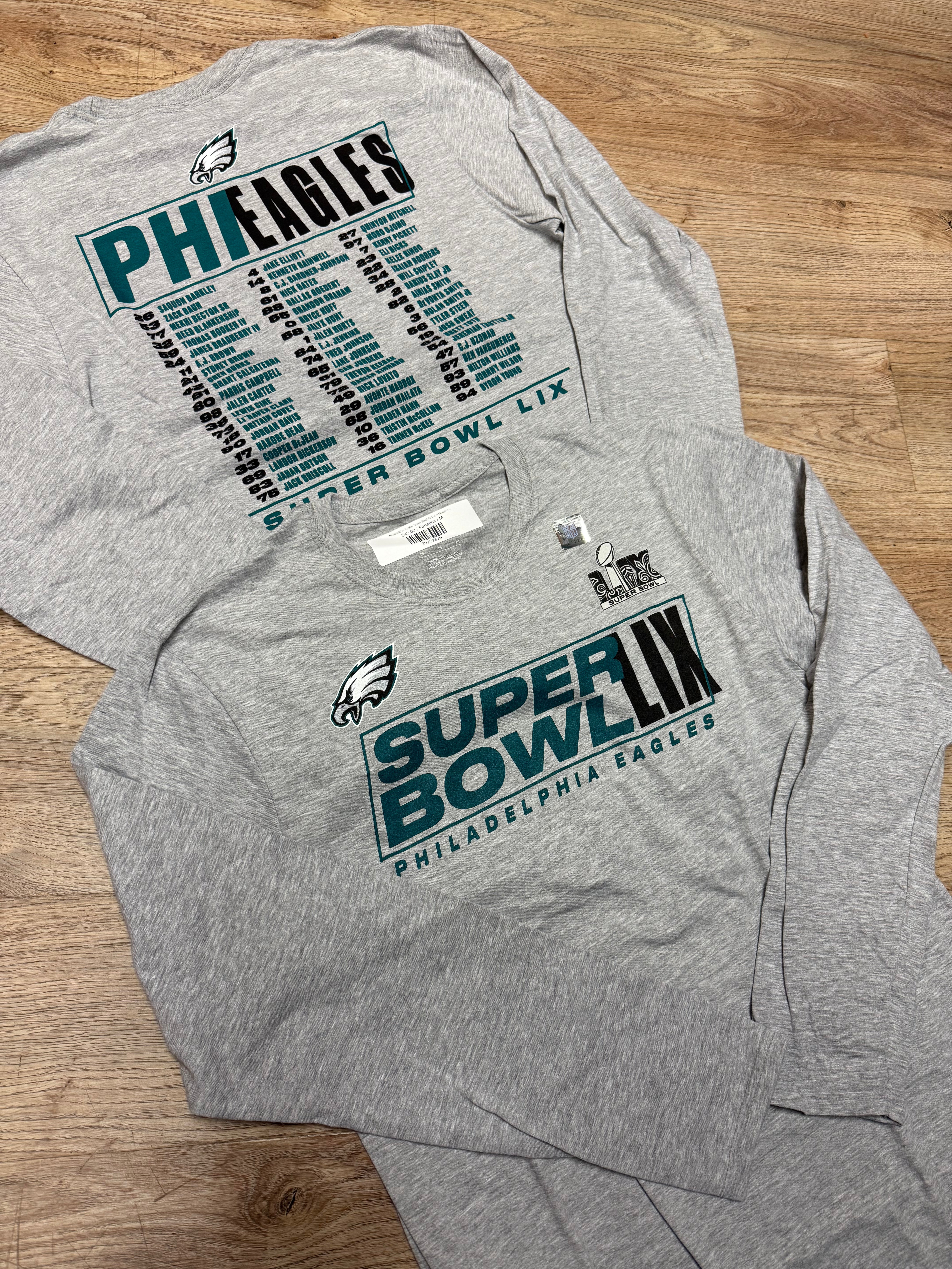 Philadelphia Eagles Super Bowl ID Team Members Roster Long Sleeve Tee