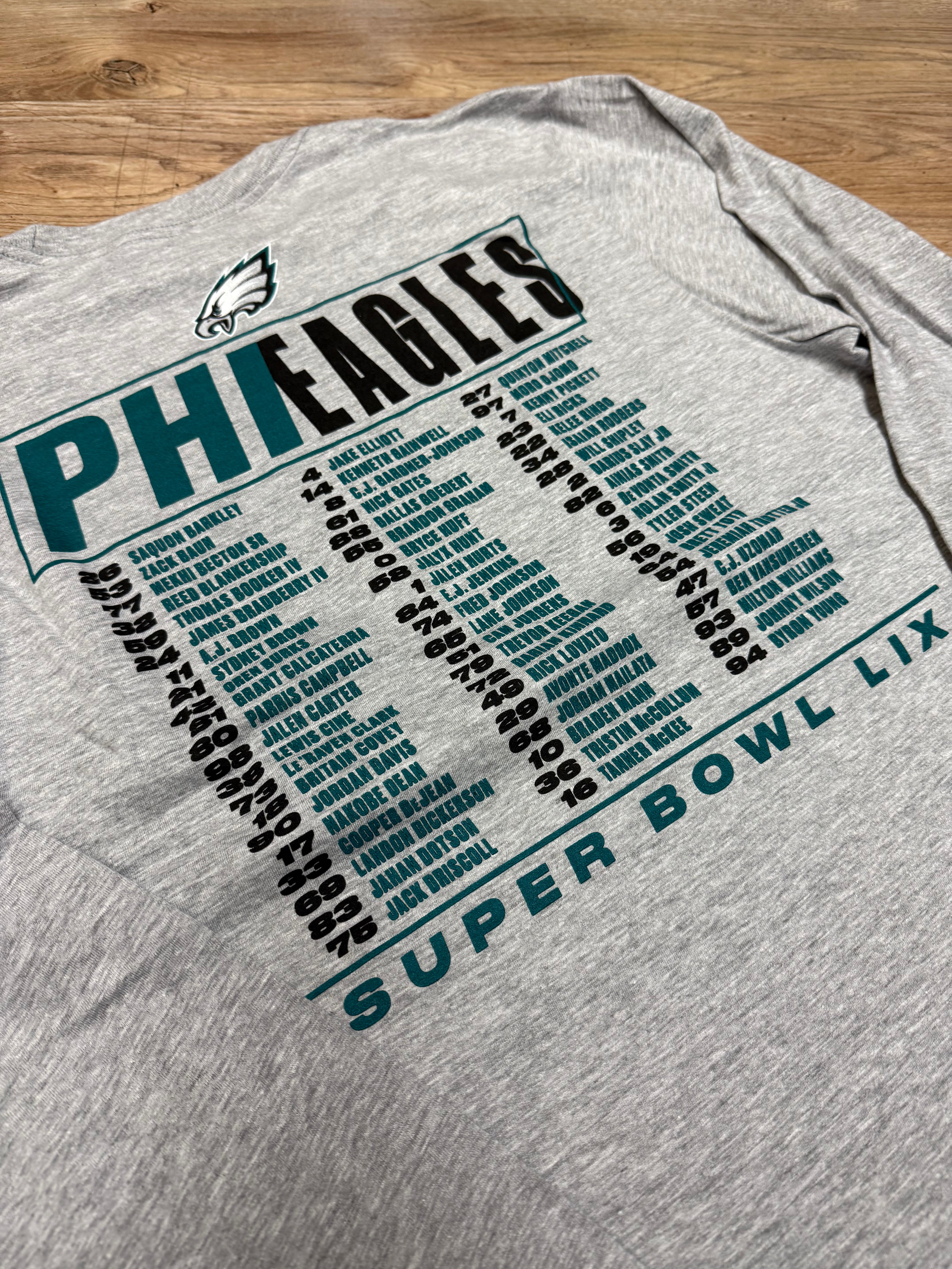 Philadelphia Eagles Super Bowl ID Team Members Roster Long Sleeve Tee