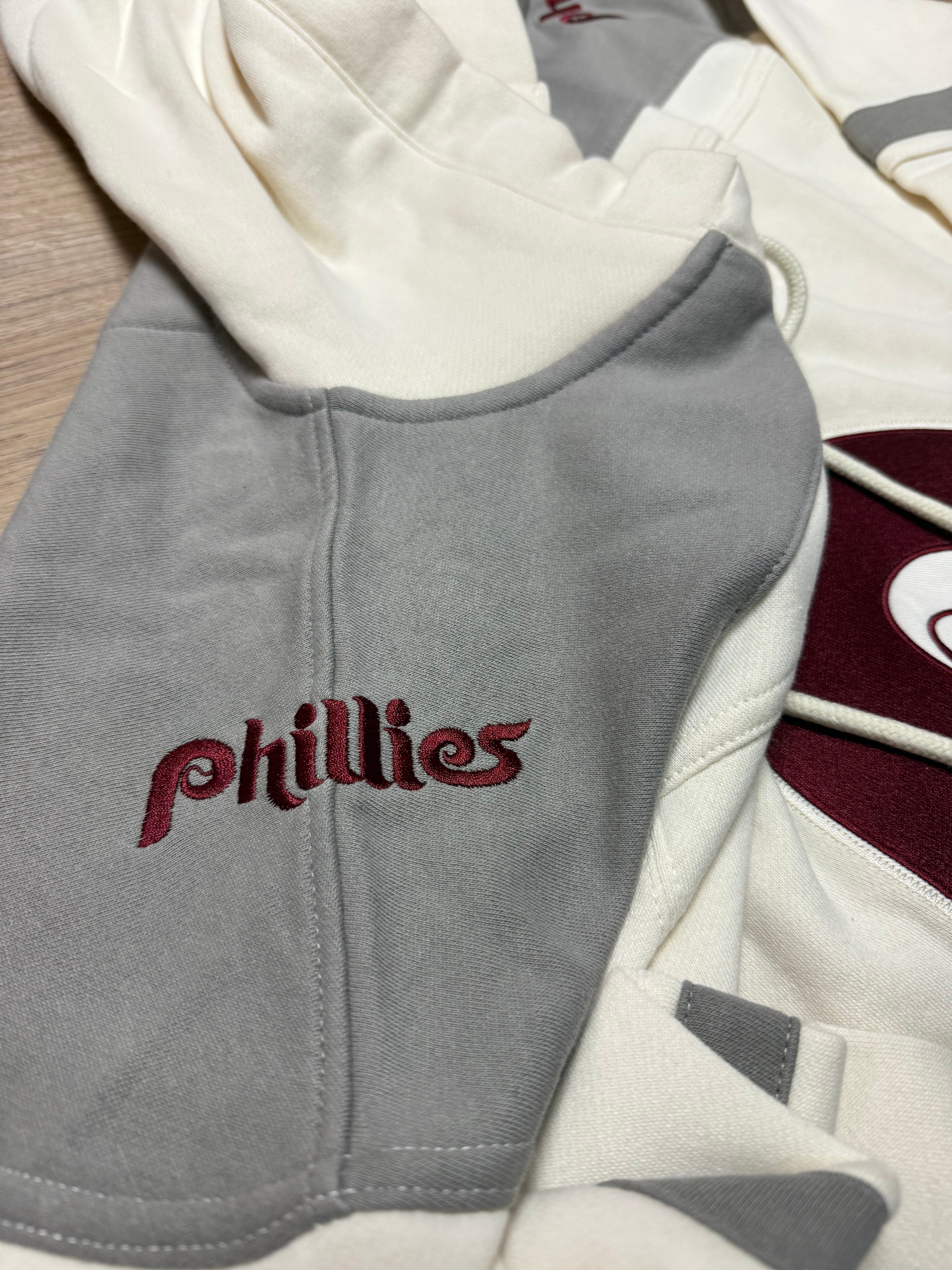 Philadelphia Phillies Throwback Cream Superior Lacer Hoodie