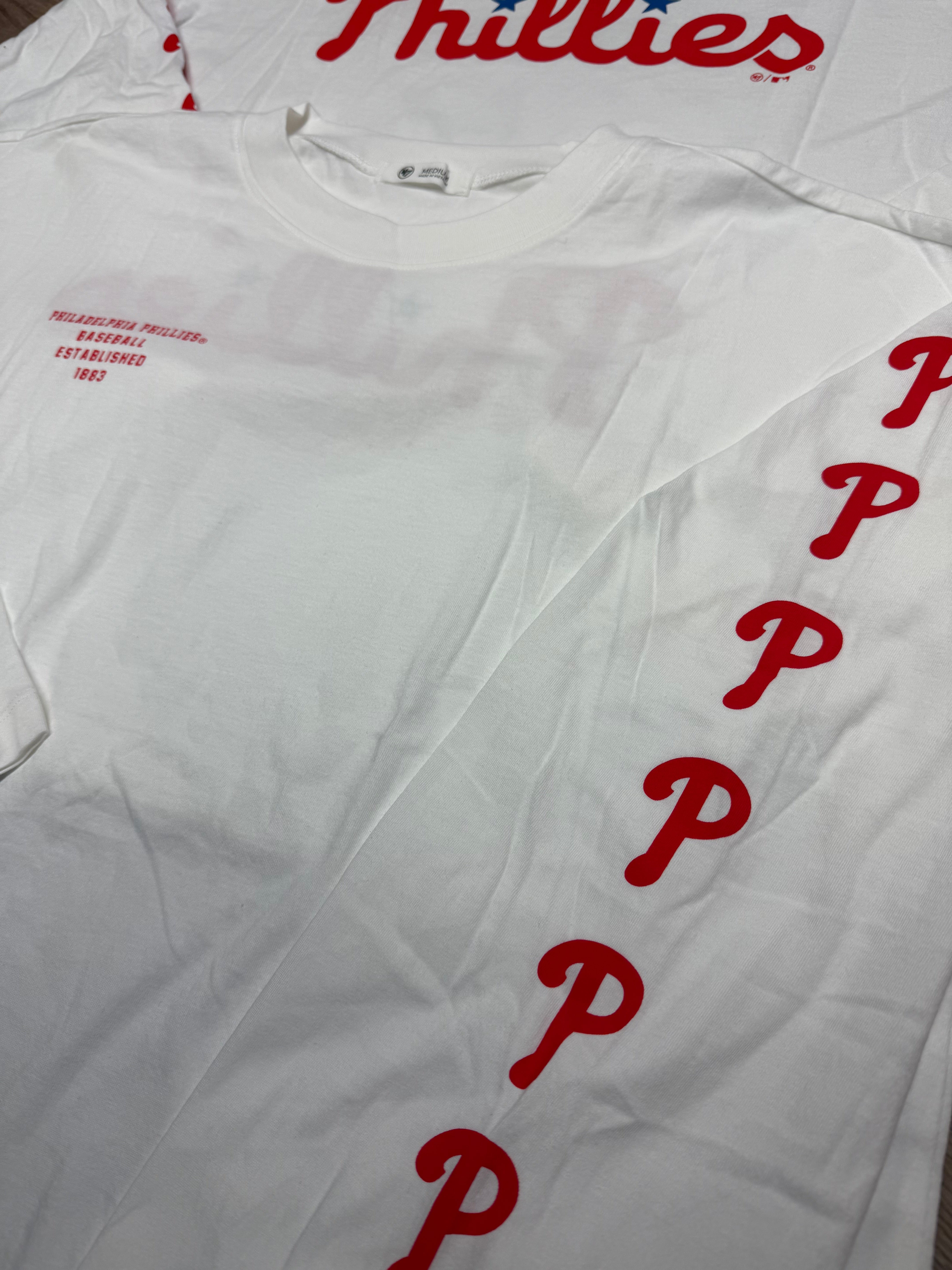 Ladies Phillies White Wash Ditto Oversized Long Sleeve Tee