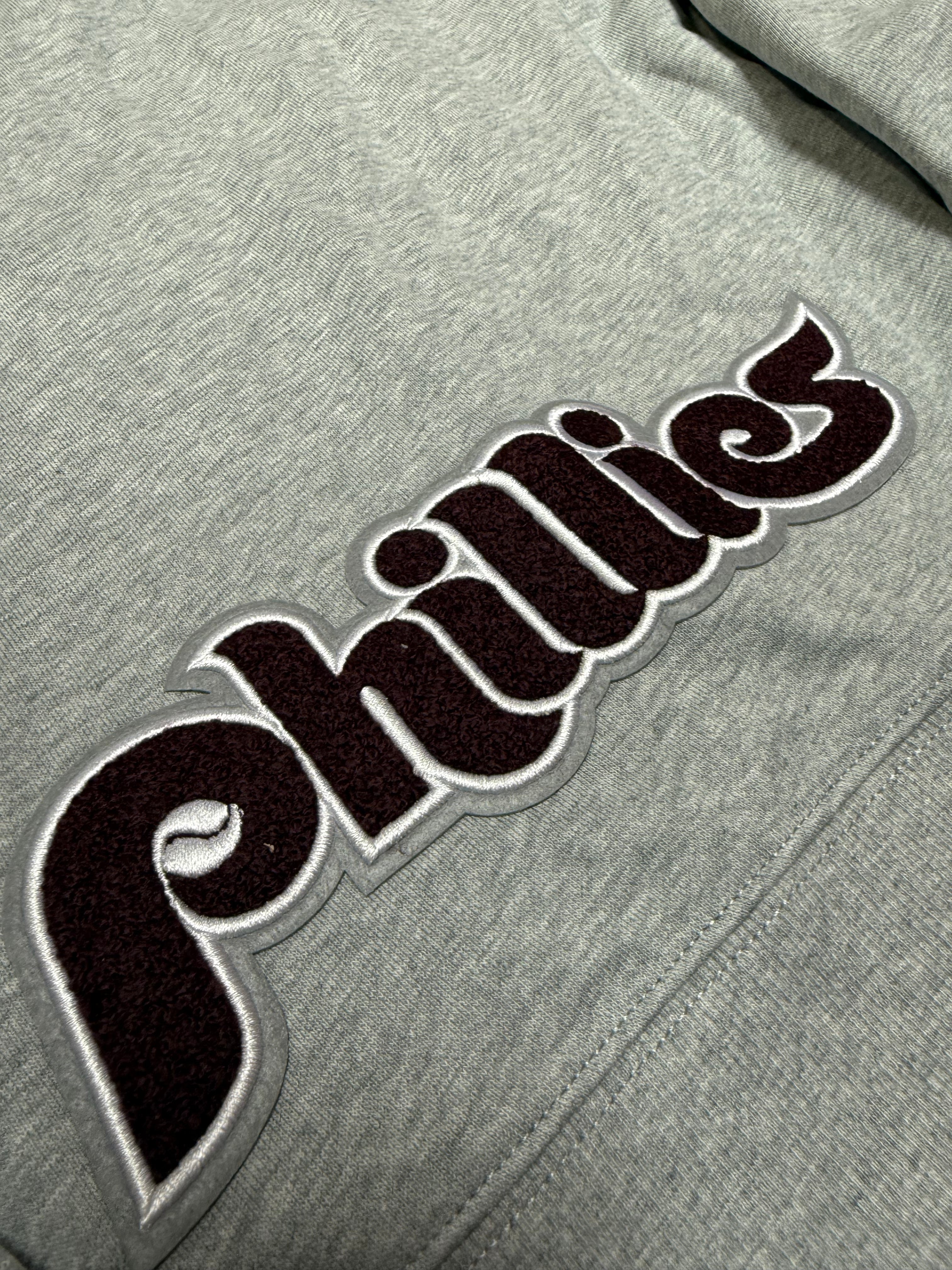 Ladies Phillies Retro Cropped Heather Hoodie