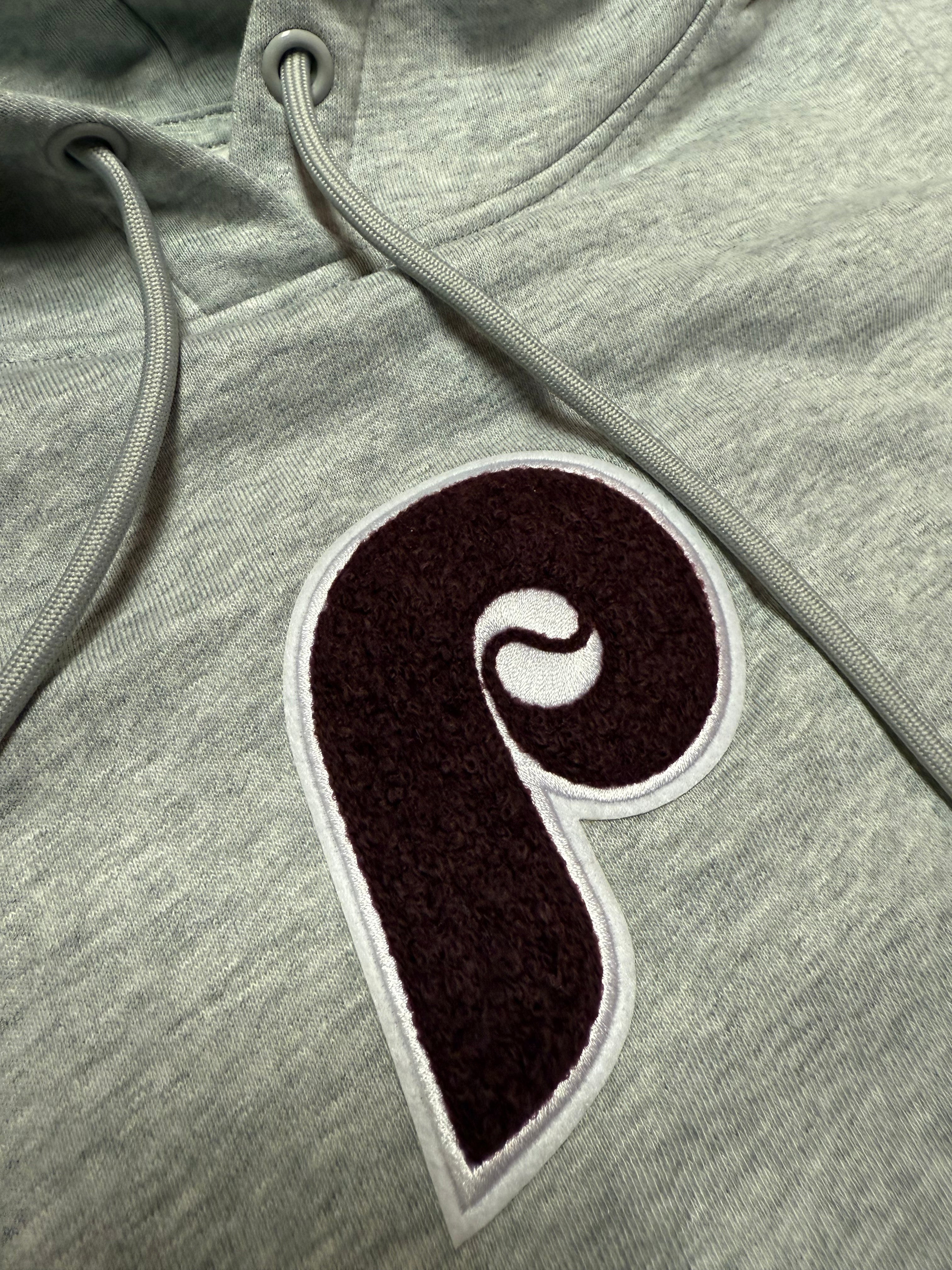 Ladies Phillies Retro Cropped Heather Hoodie